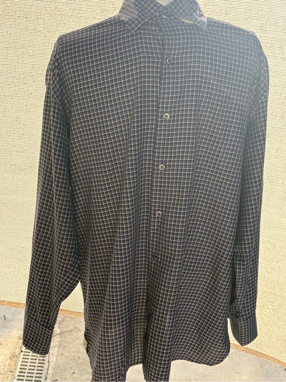 Ermenegildo Zegna dress shirt, men’s XL blue white black check Italian luxury - Picture 2 of 13